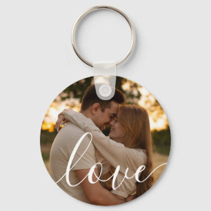 Eenvoudig Elegant Schrift Koppel 2 Foto's Sleutelhanger