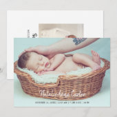 Eenvoudig Elegant Schrift Nieuwgeboren Baby Minima Aankondiging (Voorkant / Achterkant)