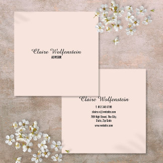 Eenvoudig Elegant Schrift Roze Roze Professioneel Vierkante Visitekaartje