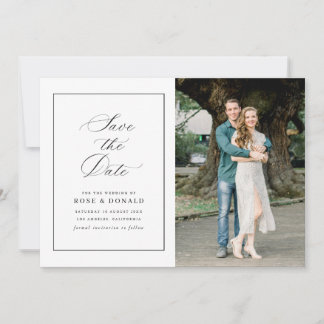 Eenvoudig elegant schrift 'save the date' kaart