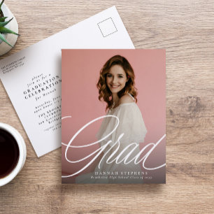 Eenvoudig elegant script afstudeerder één foto afs briefkaart