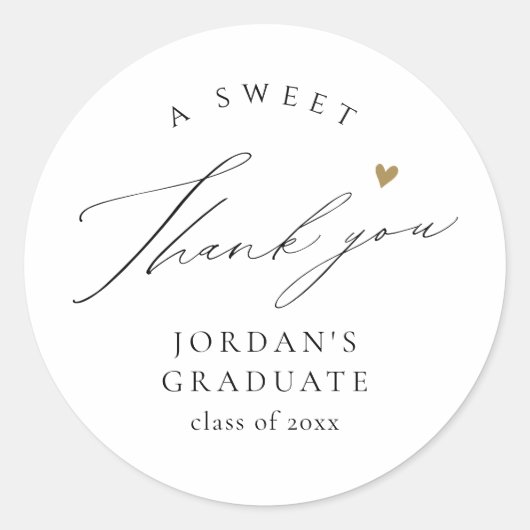 Eenvoudig Elegant Script Afstuderen Favors Bedankt Ronde Sticker (Voorkant)