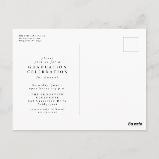 Eenvoudig elegant script afstuderen foto afstudere briefkaart (Achterkant)