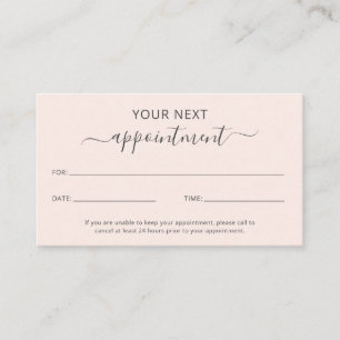 Eenvoudig elegant script Beauty Salon Blush Pink Afsprakenkaartje