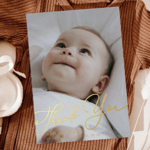 Eenvoudig Elegant Script Bedankt Baby Aankondiging