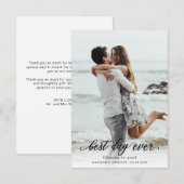 Eenvoudig elegant script, beste dag ooit, foto-bru bedankkaart (Voorkant / Achterkant)
