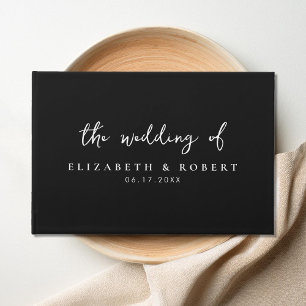 Eenvoudig Elegant Script Black and White Wedding Gastenboek