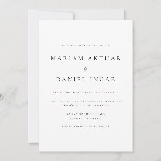 Eenvoudig Elegant Script Black and White Wedding Kaart (Voorkant)