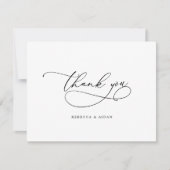 Eenvoudig Elegant Script Black & White Wedding Bedankkaart (Voorkant)
