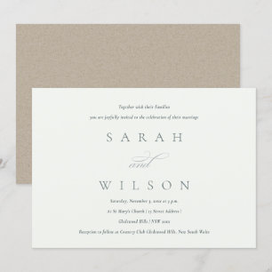 Eenvoudig Elegant Script Black & White Wedding Inv Bedankkaart