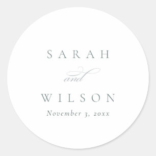 Eenvoudig Elegant Script Black & White Wedding Ronde Sticker