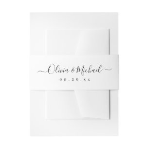 Eenvoudig elegant script bruiloft monogram uitnodigingen wikkel