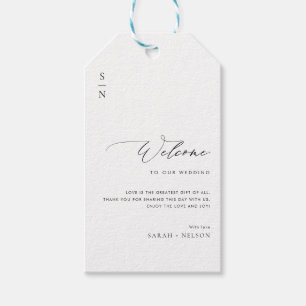 Eenvoudig elegant script bruiloft Welkom Cadeaulabel