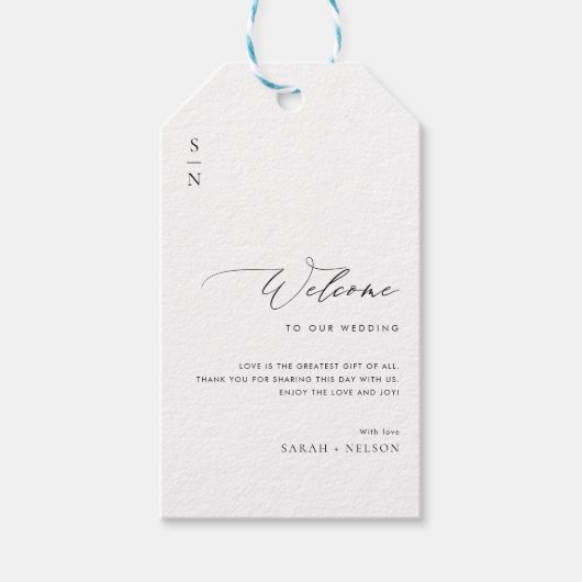 Eenvoudig elegant script bruiloft Welkom Cadeaulabel (Voorkant)