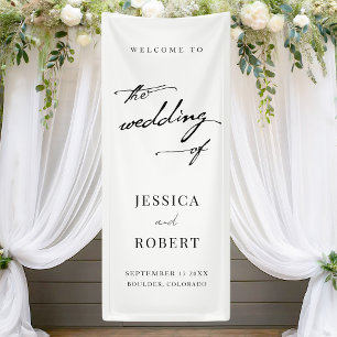Eenvoudig elegant script bruiloft Welkom Spandoek