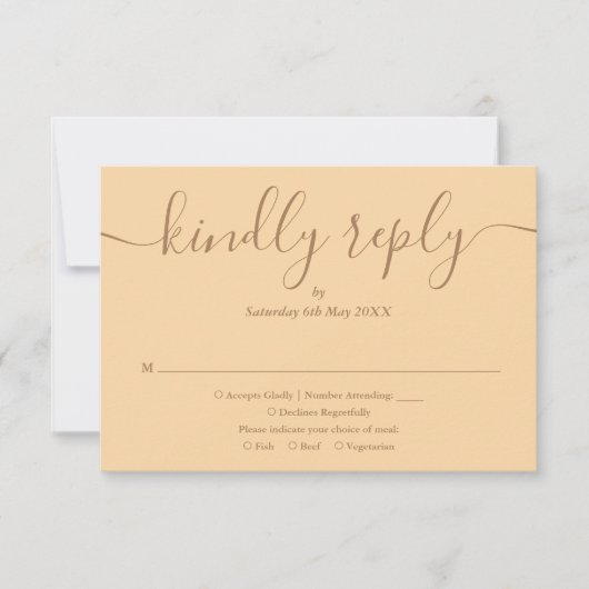 Eenvoudig Elegant Script Champagne Wedding RSVP Kaartje (Voorkant)