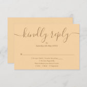 Eenvoudig Elegant Script Champagne Wedding RSVP Kaartje (Voorkant / Achterkant)