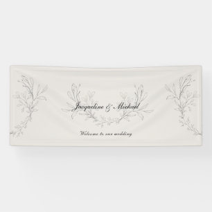 Eenvoudig Elegant Script Cream Welkom bij ons huwe Spandoek
