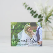 Eenvoudig Elegant Script Custom Photo Weddenschap  Briefkaart (Staand voorkant)