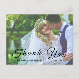 Eenvoudig Elegant Script Custom Photo Weddenschap  Briefkaart