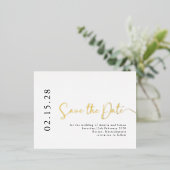 Eenvoudig elegant script de datum waarop het goud  folie uitnodiging briefkaart (Staand Voorkant)