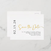 Eenvoudig elegant script de datum waarop het goud  folie uitnodiging briefkaart (Voorkant / Achterkant)