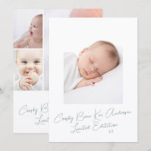 Eenvoudig Elegant Script Foto Baby Geboorte