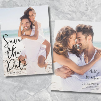 Eenvoudig Elegant Script Foto Bruiloft Save The Date