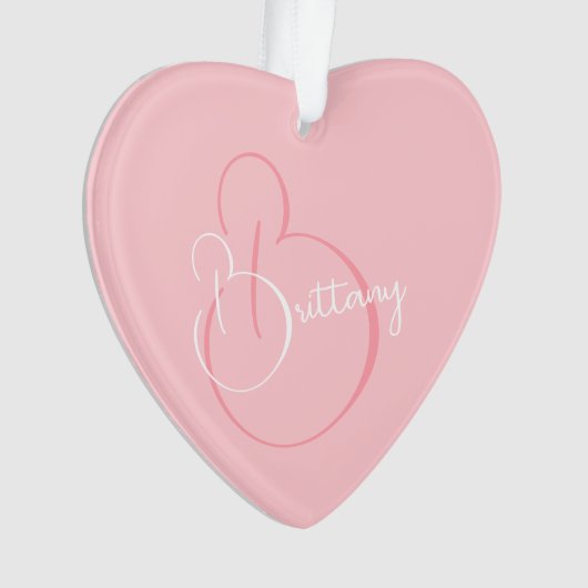Eenvoudig Elegant Script gepersonaliseerd roze har Ornament (voorkant)