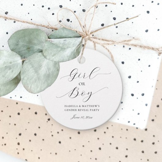 Eenvoudig Elegant Script Geslacht Onthullen Partij Bedankjes Labels