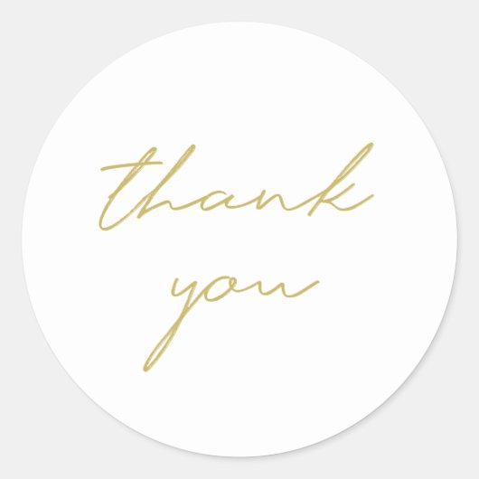 Eenvoudig Elegant Script Goud en Wit Dank u Ronde Sticker (Voorkant)