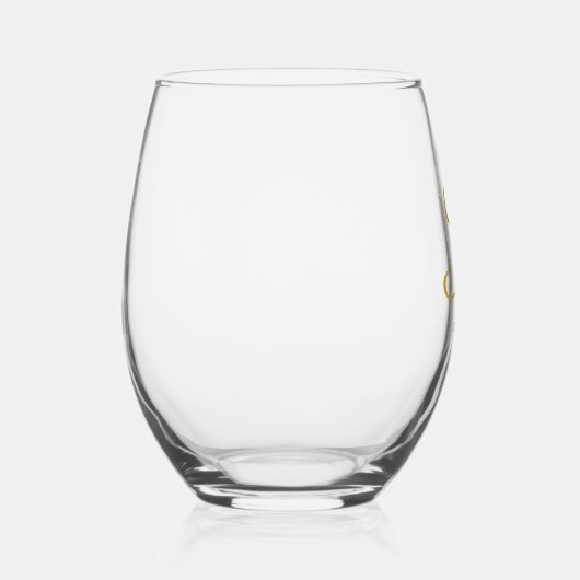 Eenvoudig Elegant Script Goud Monogram Bruiloft Wijnglas Zonder Voet (Rechts)