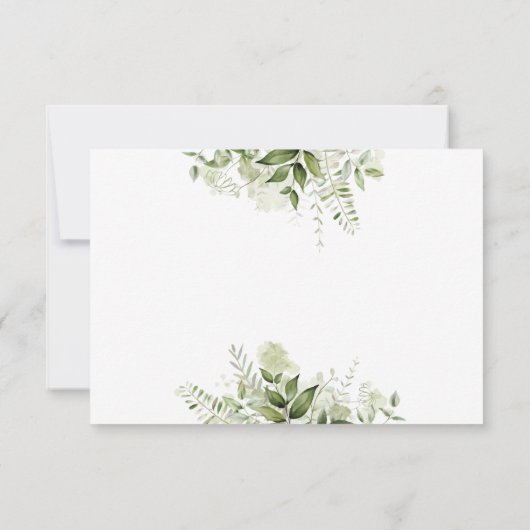 Eenvoudig elegant Script Greenery vertrekt bruilof RSVP Kaartje (Achterkant)