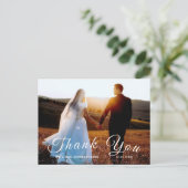 Eenvoudig Elegant Script Met Eigen Foto Bruiloft D Briefkaart (Staand voorkant)