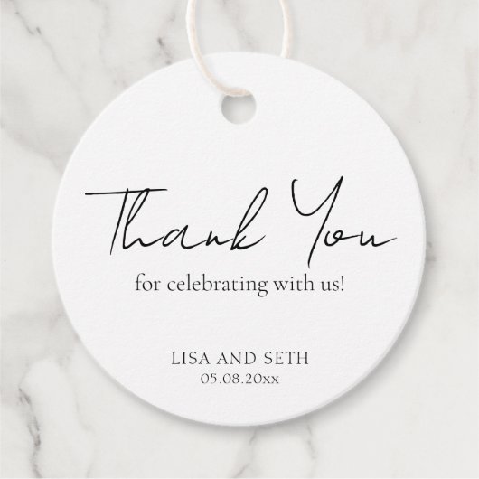 Eenvoudig Elegant Script Minimalist Classic Weddin Bedankjes Labels (Voorkant)