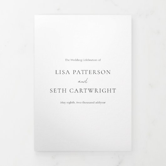 Eenvoudig Elegant Script Minimalist Classic Weddin Drieluik Uitnodiging (Cover)