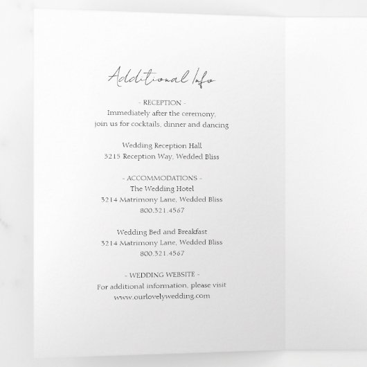 Eenvoudig Elegant Script Minimalist Classic Weddin Drieluik Uitnodiging (Binnenzijde eerst)