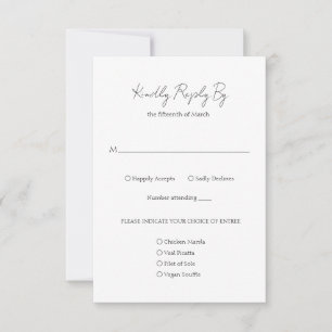Eenvoudig Elegant Script Minimalist Classic Weddin RSVP Kaartje