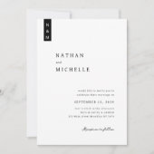 Eenvoudig Elegant Script Minimalist Monogram Wedde Kaart (Voorkant)