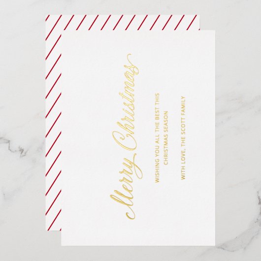 Eenvoudig Elegant Script Modern Christmas Folie Feestdagenkaart (Voorkant / Achterkant)