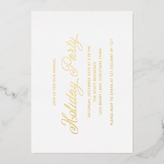Eenvoudig Elegant Script Modern Holiday Party Folie Uitnodiging (Voorkant)