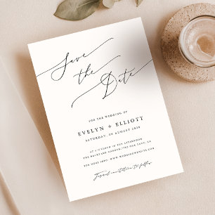 Eenvoudig Elegant Script Modern Wedding Save The D