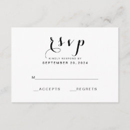 Eenvoudig Elegant Script | Moderne bruiloft RSVP K Kaartje