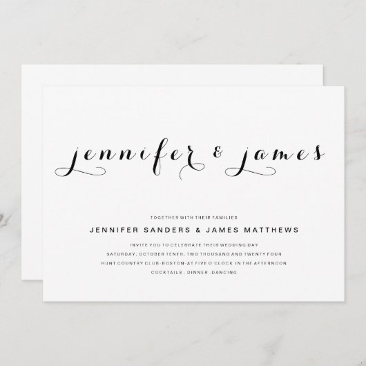 Eenvoudig Elegant Script | Moderne bruiloft uitnod Kaart (Voorkant / Achterkant)
