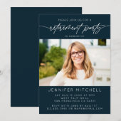 Eenvoudig Elegant Script Pensioen Party Foto Kaart (Voorkant / Achterkant)