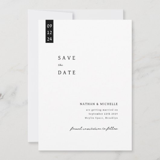 Eenvoudig Elegant Script Photo Monogram Weddenscha Save The Date (Voorkant)