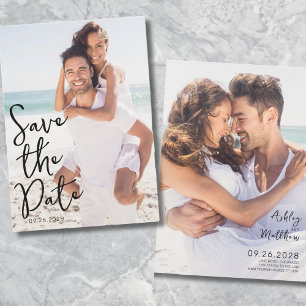 Eenvoudig Elegant Script Photo Wedding Save The Date