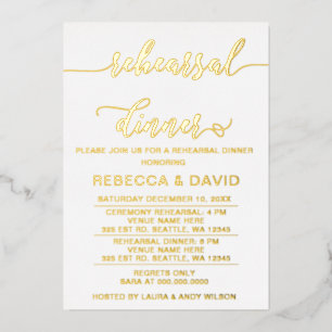 Eenvoudig Elegant Script Rehearsal Dinner Folie Uitnodiging