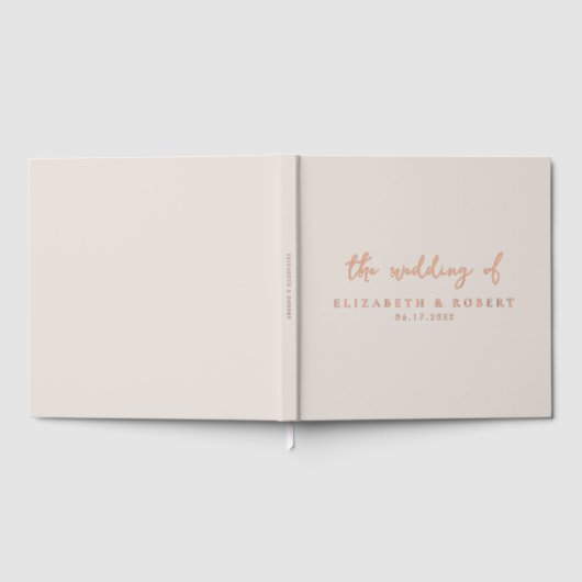 Eenvoudig Elegant Script Roos Gold Foil Wedding Gastenboek (Volledig)