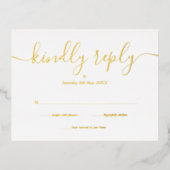 Eenvoudig Elegant Script RSVP Gold Folie Uitnodiging Briefkaart (Voorkant)
